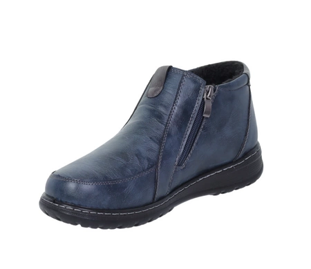 Granatowe trzewiki damskie ciepłe komfortowe buty zimowe UNISOFT