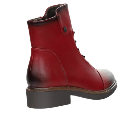 Czerwone eleganckie buty zimowe damskie na płaskim obcasie Jezzi