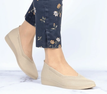 Beżowe czółenka siateczkowe płaskie oddychające UNISOFT