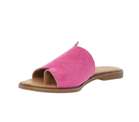 Fuksjowe klapki damskie płaskie różowe zamszowe Jezzi