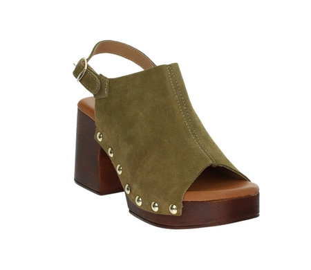 Skórzane sandały na wysokim obcasie i platformie z ćwiekami Hiszpańskie El Pimpi