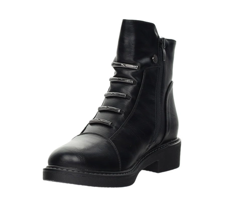 Botki damskie płaskie czarne komfortowe i eleganckie Jezzi