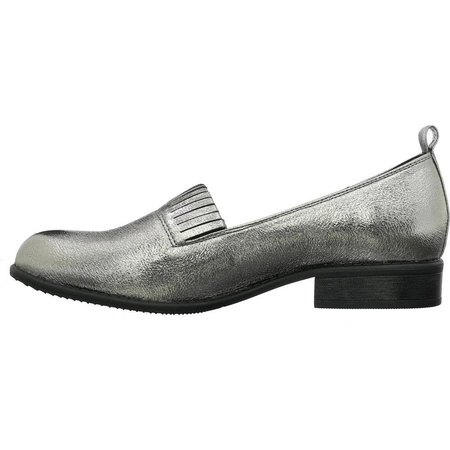 Srebrne półbuty damskie wsuwane płaskie Jezzi ASA142-28
