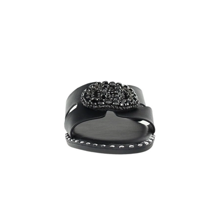 Czarne eleganckie klapki damskie płaskie VINCEZA