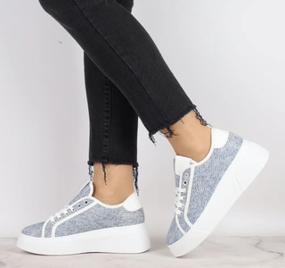 Niebieskie damskie adidasy na białej platformie Mc Braun