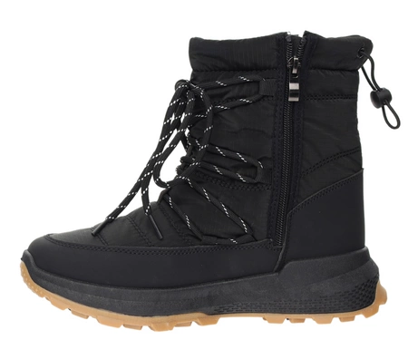 Czarne modne śniegowce damskie sportowe botki ciepłe na zimę Jezzi