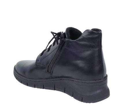 Czarne skórzane trzewiki damskie zimowe buty komfortowe Gino FAbiani