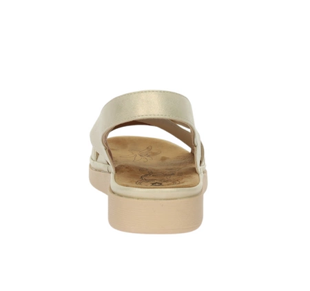 Bezowe eleganckie sandały damskie płaskie wsuwane Jezzi