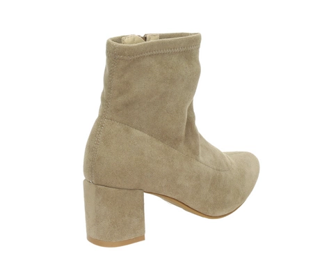 Beżowe zamszowe botki na wygodnym obcasie eleganckie Mirabel