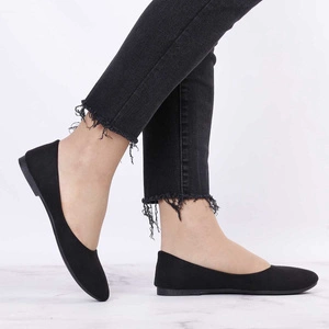 Czarne baleriny damskie zamszowe Jezzi