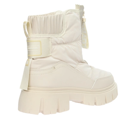 Ciepłe beżowe botki na platformie ocieplane w środku futerkiem