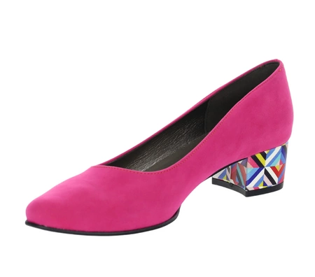Płaskie fuksjowe czółenka eleganckie ze skóry zamszowej Lily od Azali