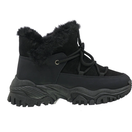 Czarne sneakersy damskie zimowe ocieplane Jezzi