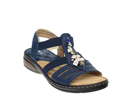 Granatowe komfortowe sandały damskie wsuwane szyte Jezzi