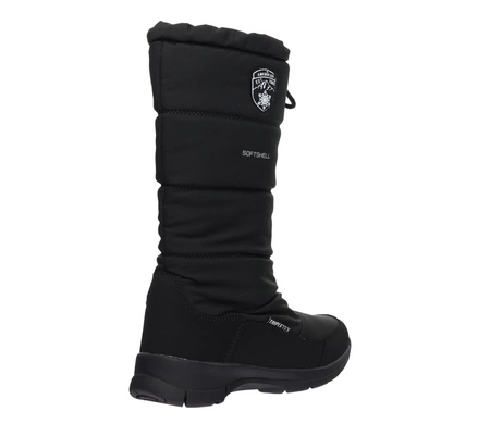 Czarne wysokie śniegowce damskie na zamek ze ściągaczem American Club