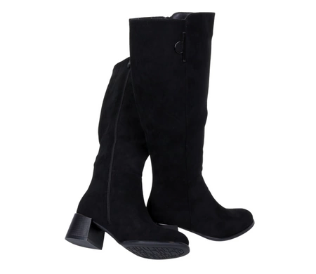 Czarne kozaki damskie zamszowe zimowe ocieplane Jezzi