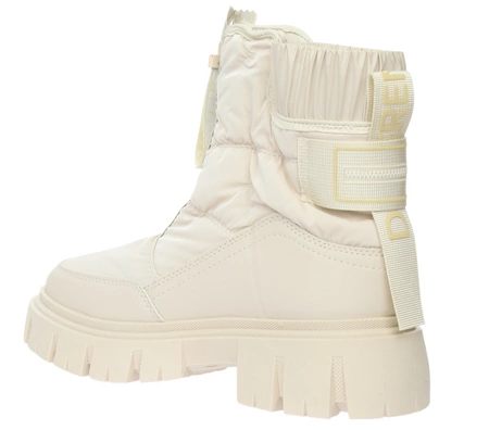 Ciepłe beżowe botki na platformie ocieplane w środku futerkiem