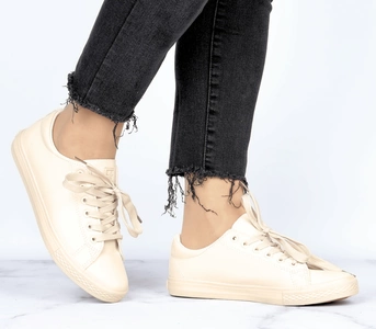 Beżowe trampki damskie z eko skóry NEWS