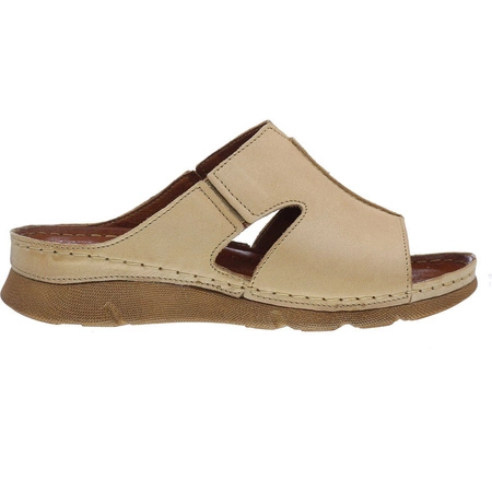 Klapki damskie skórzane płaskie komfortowe Gino Fabiani