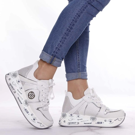 Białe adidasy damskie skórzane na platformie Jezzi