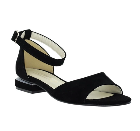 Czarne eleganckie sandały na niskim obcasie z zabudowaną piętą AZALI