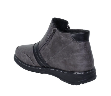 Ciemnoszare trzewiki damskie botki zimowe babcine na dwa zamki UNISOFT