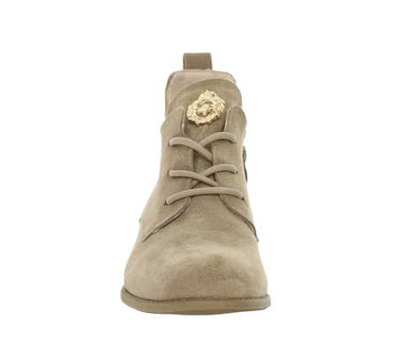 Beżowe płaskie botki damskie na zamek na wiosnę ze skórzaną wkładką Jezzi