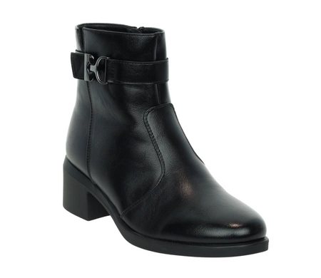 Czarne eleganckie buty zimowe na niskim obcasie ciepłe buty zimowe