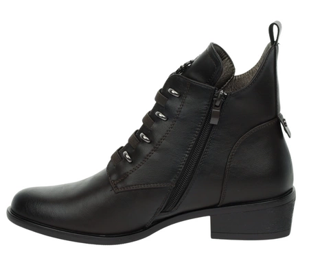 Eleganckie brązowe czekoladowe buty zimowe płaskie botki Jezzi