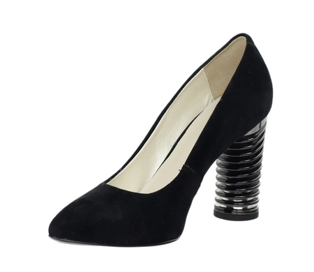 Czarne zamszowe czółenka na eleganckim obcasie Massimo Lucchesi