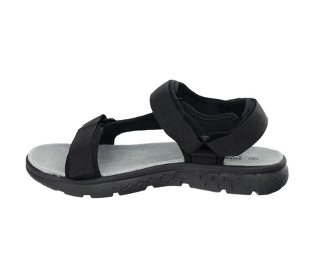 Czarne sandały męskie ze skórzaną wkładką na rzepy American Club