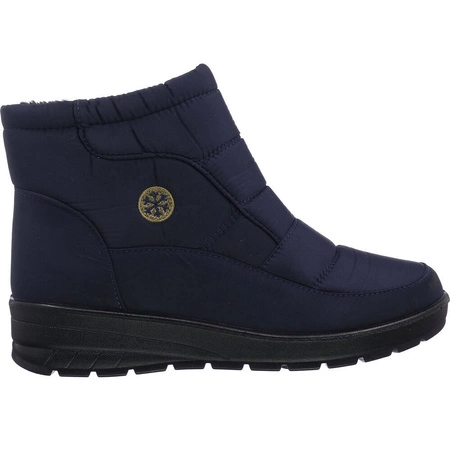 Granatowe damskie śniegowce płaskie na zamek Jezzi