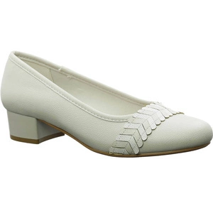 Białe czółenka damskie na niski obcasie Jezzi