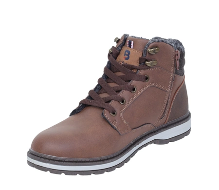 Brązowe buty zimowe męskie trzewiki ciepłe NEWS