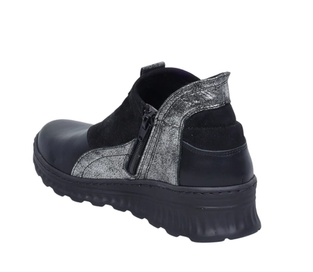 Czarne skórzane półbuty damskie na zamek Polskie Gino Fabiani