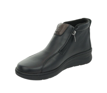 Czarne skórzane komfortowe botki zimowe buty Helios model786