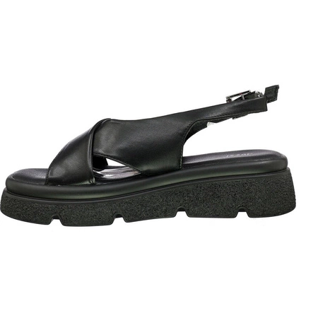 Czarne rokowe sandały damskie na grubej podeszwie Jezzi