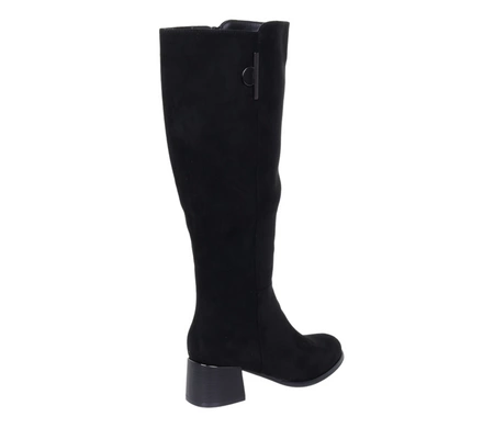 Czarne kozaki damskie zamszowe zimowe ocieplane Jezzi