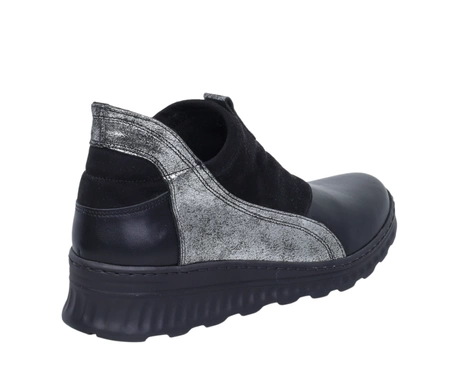 Czarne skórzane półbuty damskie na zamek Polskie Gino Fabiani