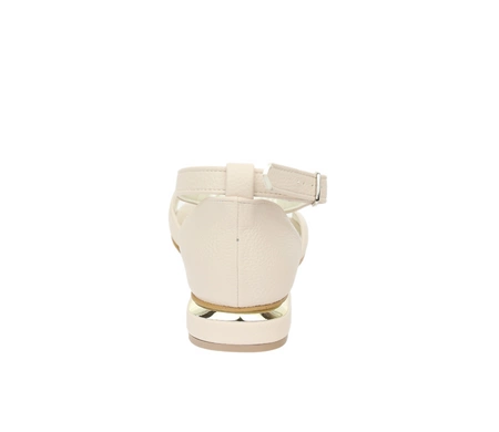 Beżowe sandały damskie zabudowane płaskie ślubne Azali - Produkt Polski