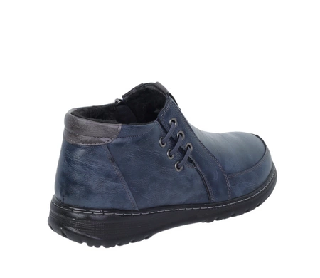 Granatowe trzewiki damskie ciepłe komfortowe buty zimowe UNISOFT