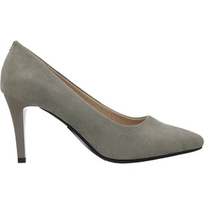 Szare szpilki zamszowe czółenka na szpilce Jezzi