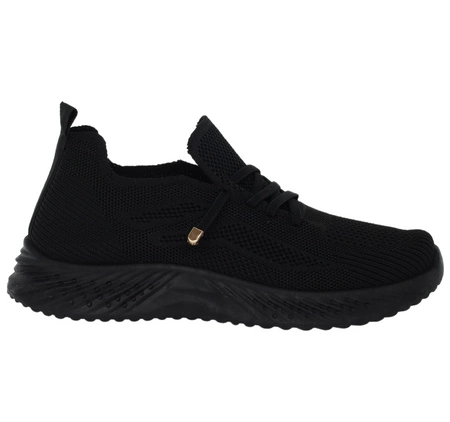 Lekkie czarne adidasy damskie slip-on z siatki NEWS