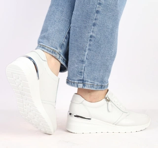 Buty damskie adidasy białe skórzane na zamek  Jezzi