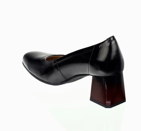 Czarne skórzane buty na obcasie komfortowe i eleganckie Gino Fabiani