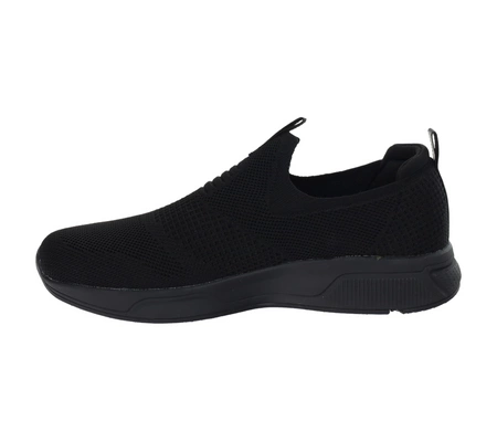 Czarne lekkie siateczkowe adidasy męskie z profilowaną wkładką wsuwane American Club