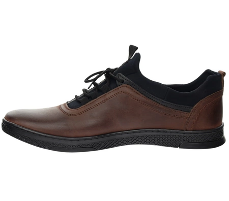 Brązowe skórzane półbuty męskie sportowe adidasy eleganckie POLBUT