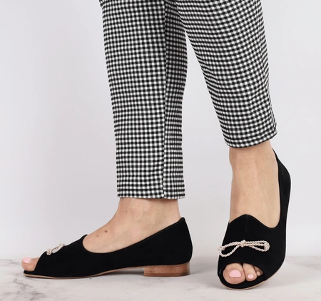 Czarne eleganckie baleriny z odkrytymi palcami od Azali