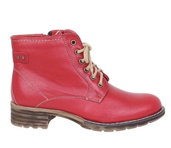 Czerwone klasyczne botki damskie zimowe ocieplane ze skóry naturalnej Polskie Gino Fabiani