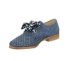 Niebieskie półbuty damskie garniturowe płaskie sznurowane Jezzi